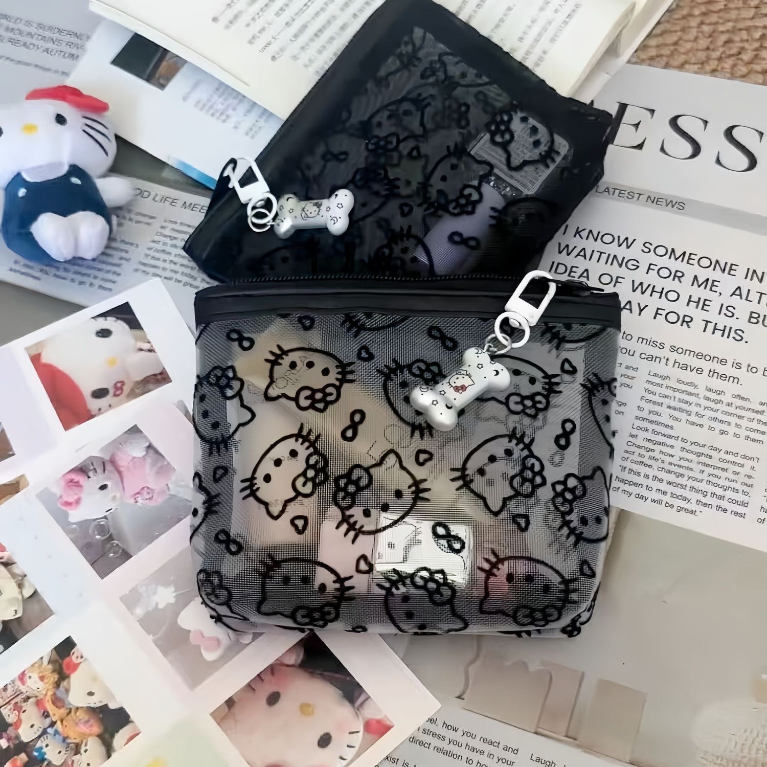 Beauty Makeup Fashion - Bolsa de Moedas Transparente Hello Kitty