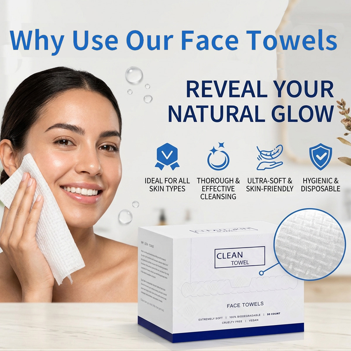 Beauty Makeup Vanity - 50 Unidades/Caixa Toalhas Faciais Descartáveis para