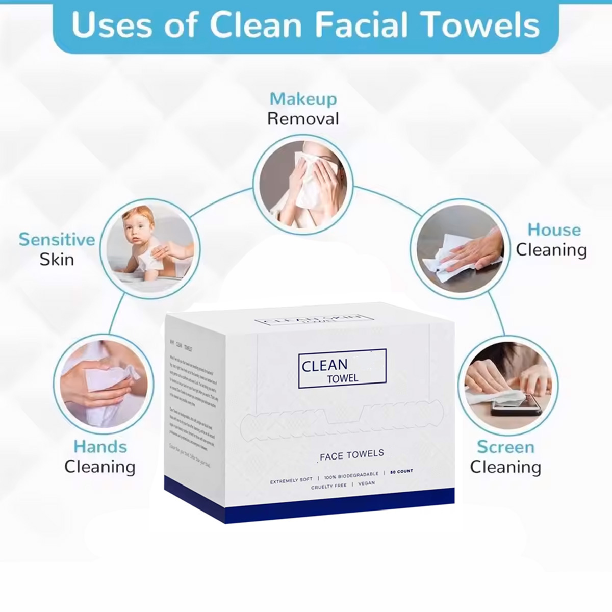 50 Unidades/Caixa Toalhas Faci - Beauty Makeup Vanity avaliação e preço